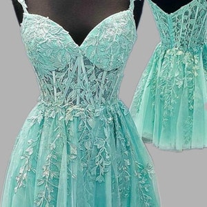 Short Green HOCO Dress Homecoming Dress Short Lace Prom Dress - Etsy