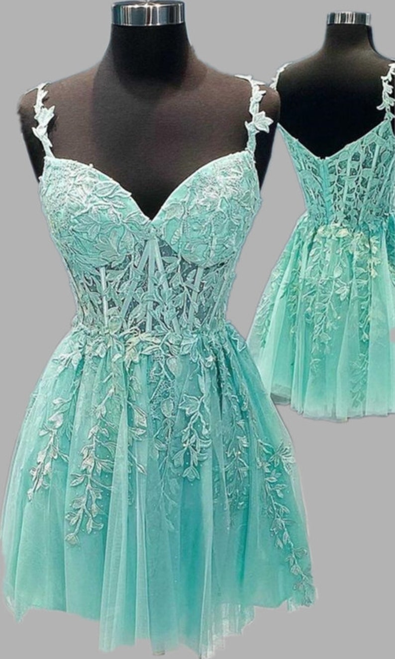 Short Green HOCO Dress Homecoming Dress Short Lace Prom Dress - Etsy