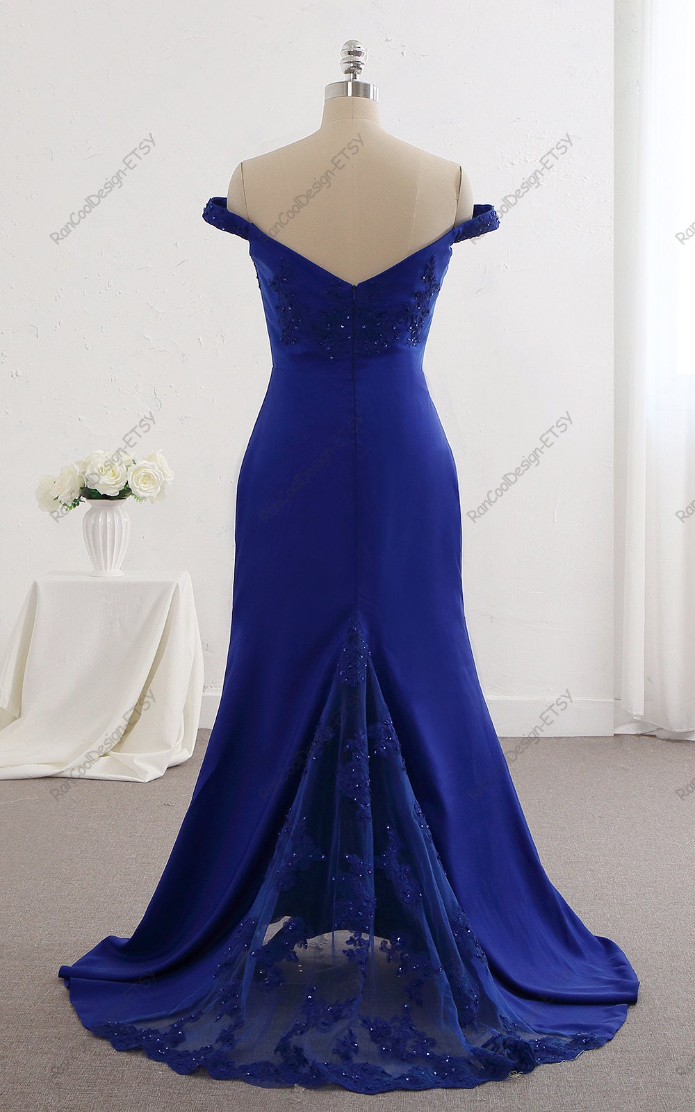 Royal Blue Mermaid Dress: Off-shoulder Formal Gown - Etsy