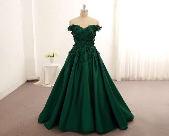 Emerald Green Mermaid Lace Prom Formal Dress EN193335338