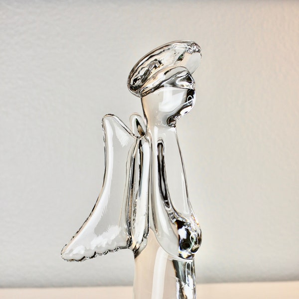 Crystal Glass Angel Figurine - Toscany Japan Collection - Christmas Angel Decoration - Vintage Large 9" Figurine - Modern Angel