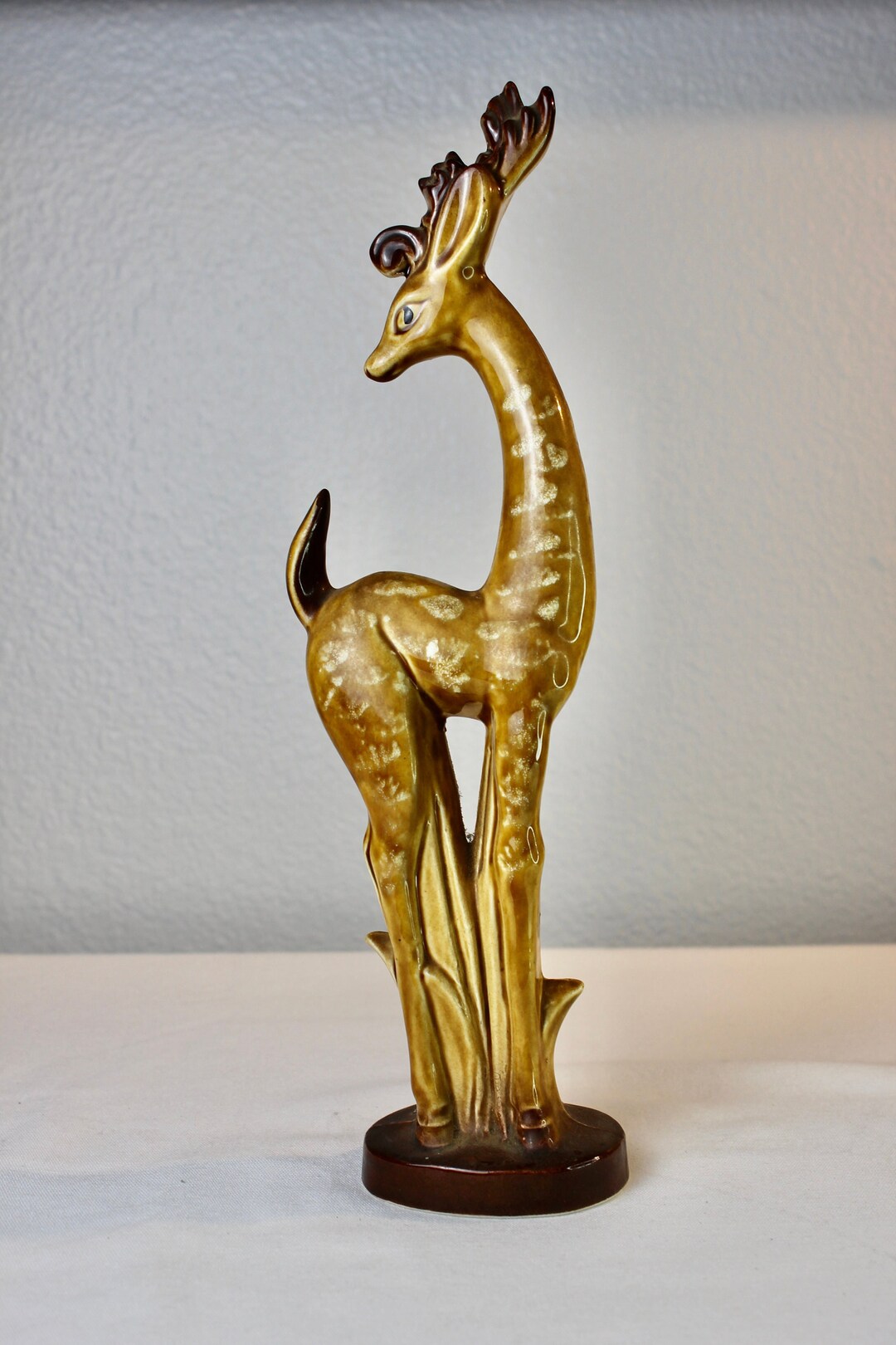 Vintage Deer Figurine 12 Inches Tall Long Legs Long Neck Turned Look