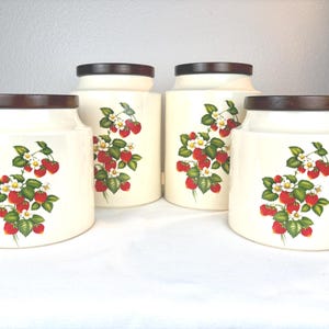 Vintage Hyalyn Strawberry Canister – 1970s USA Ceramic Lidded Jar