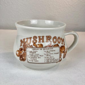 Vintage Soup Recipe Mug - Mushroom Soup Mug - Soup Crock