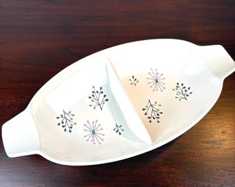 Franciscan Atomic Pattern Divided Serving Dish with Handles - Gladding McBean & Co. California Pottery