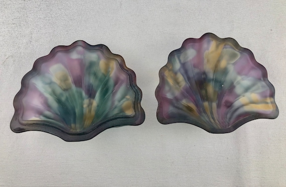 Vintage Reuven Glass Hand Painted Clam Shell Box … - image 4