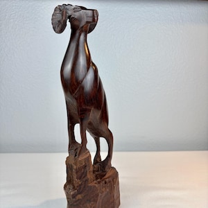 Vintage Ironwood Mountain Goat Statue - MCM Ironwood Ram - Curly Horn Goat - 13 Inches Tall