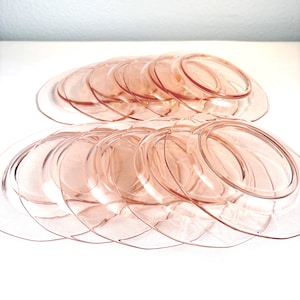 Vintage Pink Glass Dessert Plates - Set of 10 - Tea Party Decor