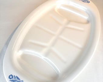 Vintage Corningware Meat Platter: Blue Cornflower, USA Made (P-19)