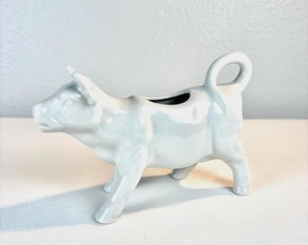 White Ceramic Cow Creamer with Tail Handle - Mint Condition!