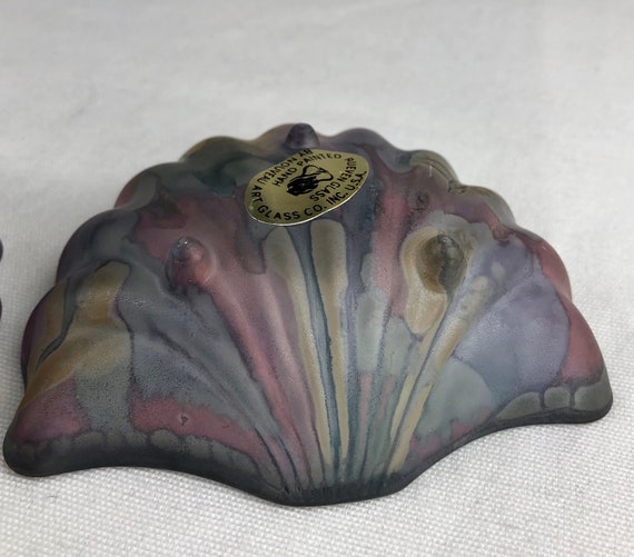 Vintage Reuven Glass Hand Painted Clam Shell Box … - image 7