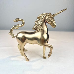 Vintage Polished Brass Unicorn - MCM Brass Unicorn - Prancing Unicorn