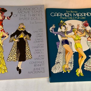 Vintage Glamorous Movies Stars of the 1930&#39;s and Carmen Miranda Paper Dolls - Tom Tierney - Hollywood Legends Books - Ephemera