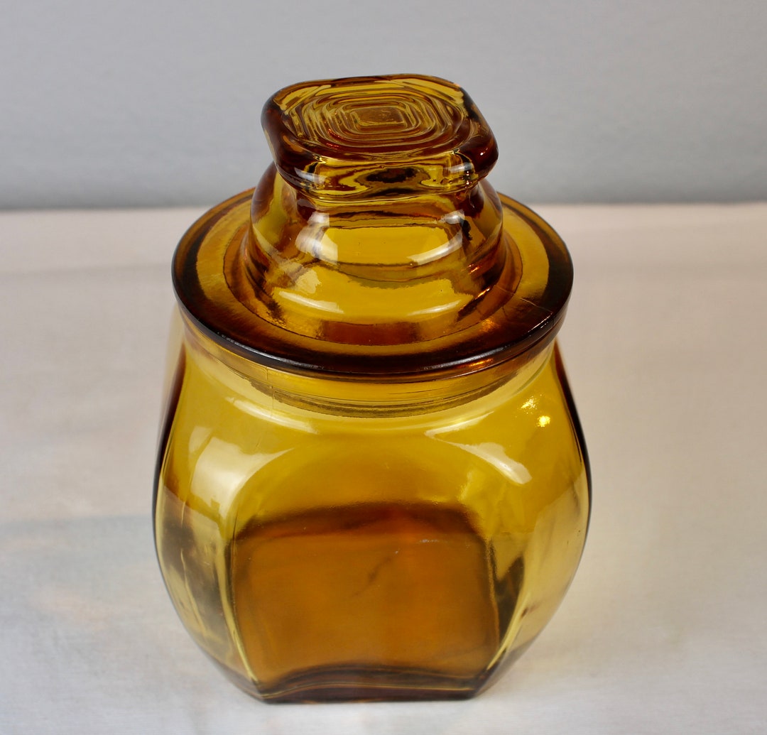 Vintage Amber Canister / Apothecary Jar / Candy Jar Mid Etsy