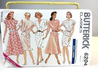 1988 Butterick Classics Dress Pattern 6204 - Easy / Facile - Size 8-10-12