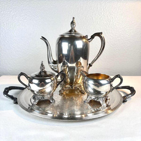 1940s Silver Plate Coffee and Tea Service by F. B. Rogers - 4 Piece Set