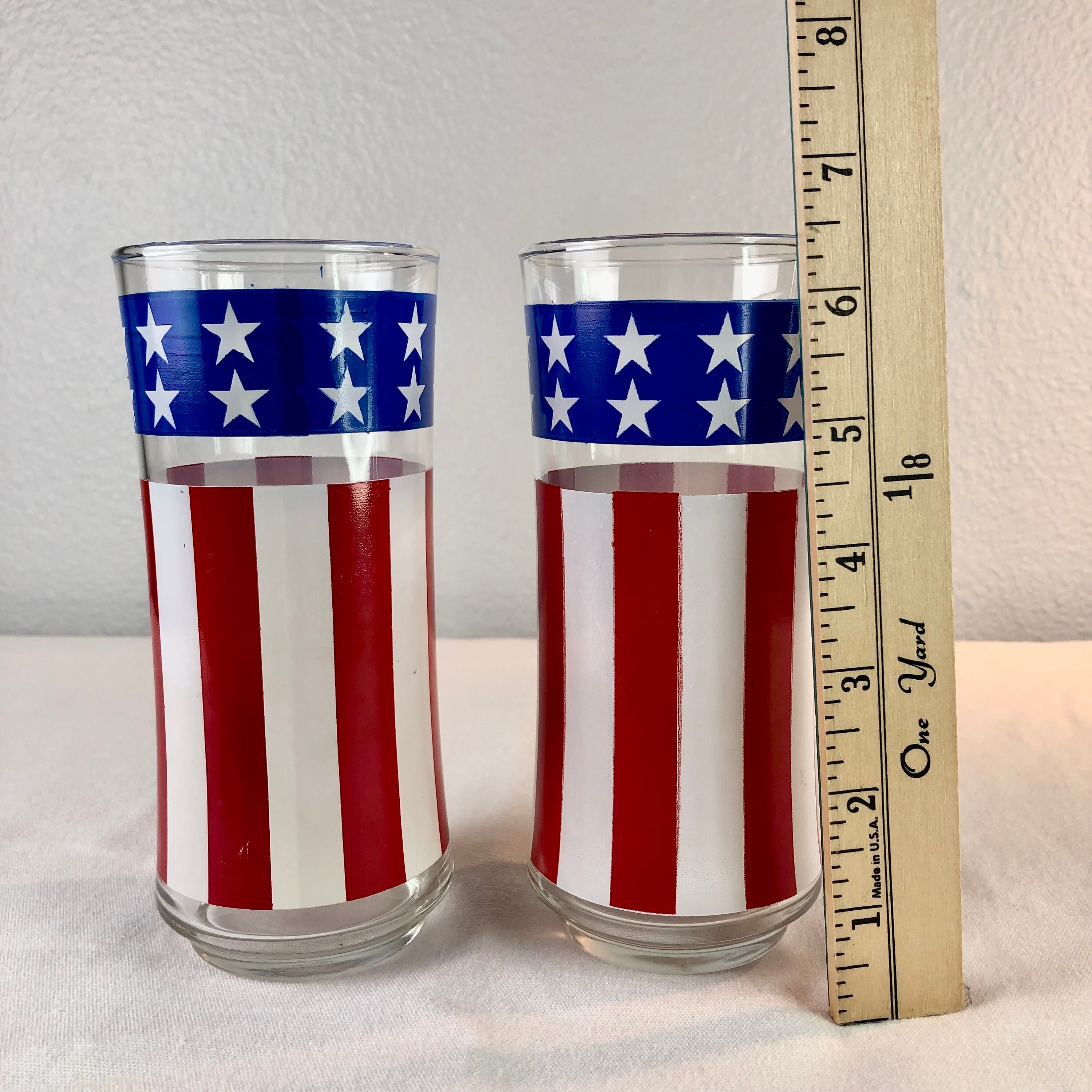 Vintage Arby's Restaurant American Flag Glasses Red White & Blue 6 1/2 ...