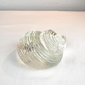 Vintage Glass Shell Paperweight - Shell Art Glass - Coastal Beach Decor - 4 Inches x 3 1/2 Inches