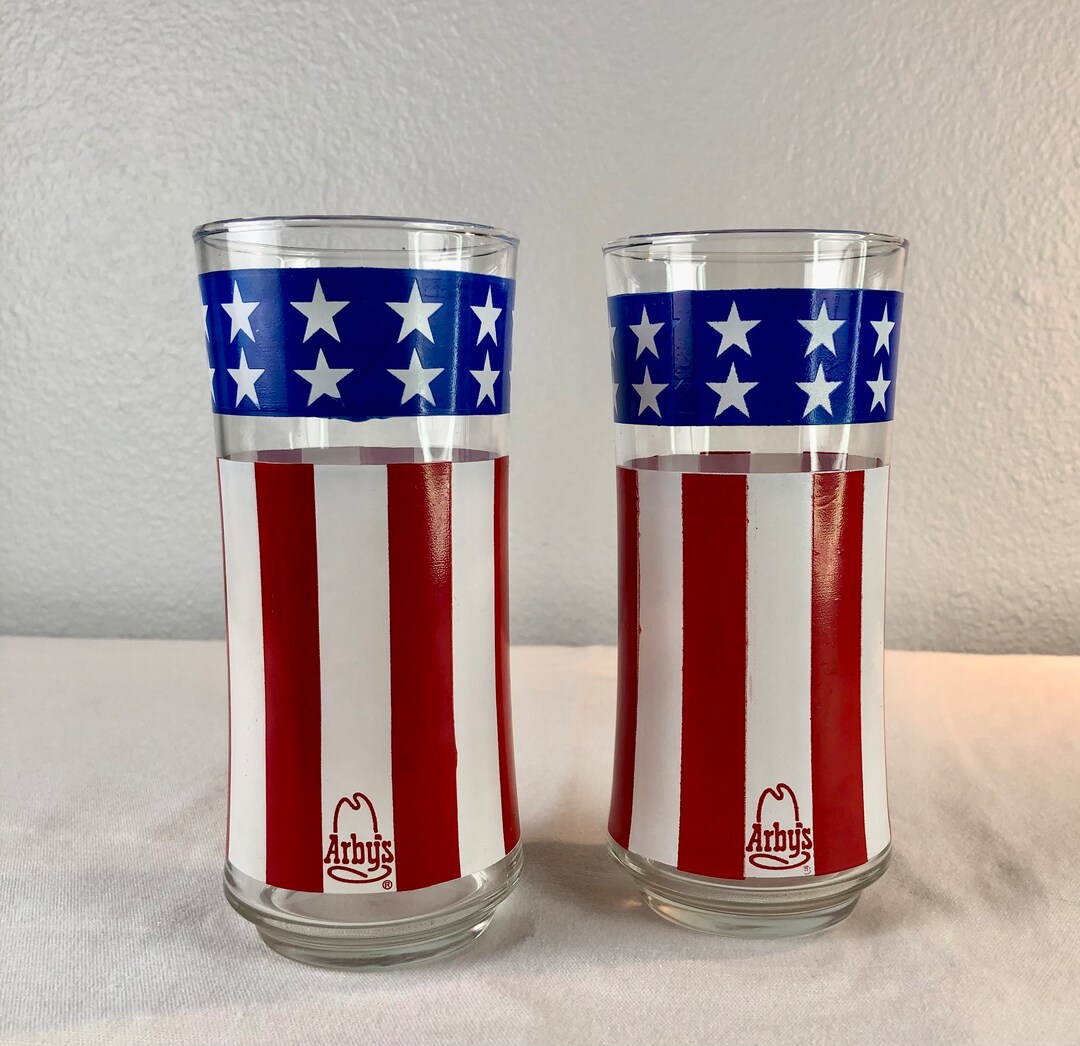 Vintage Arby's Restaurant American Flag Glasses - Red White & Blue - 6 ...