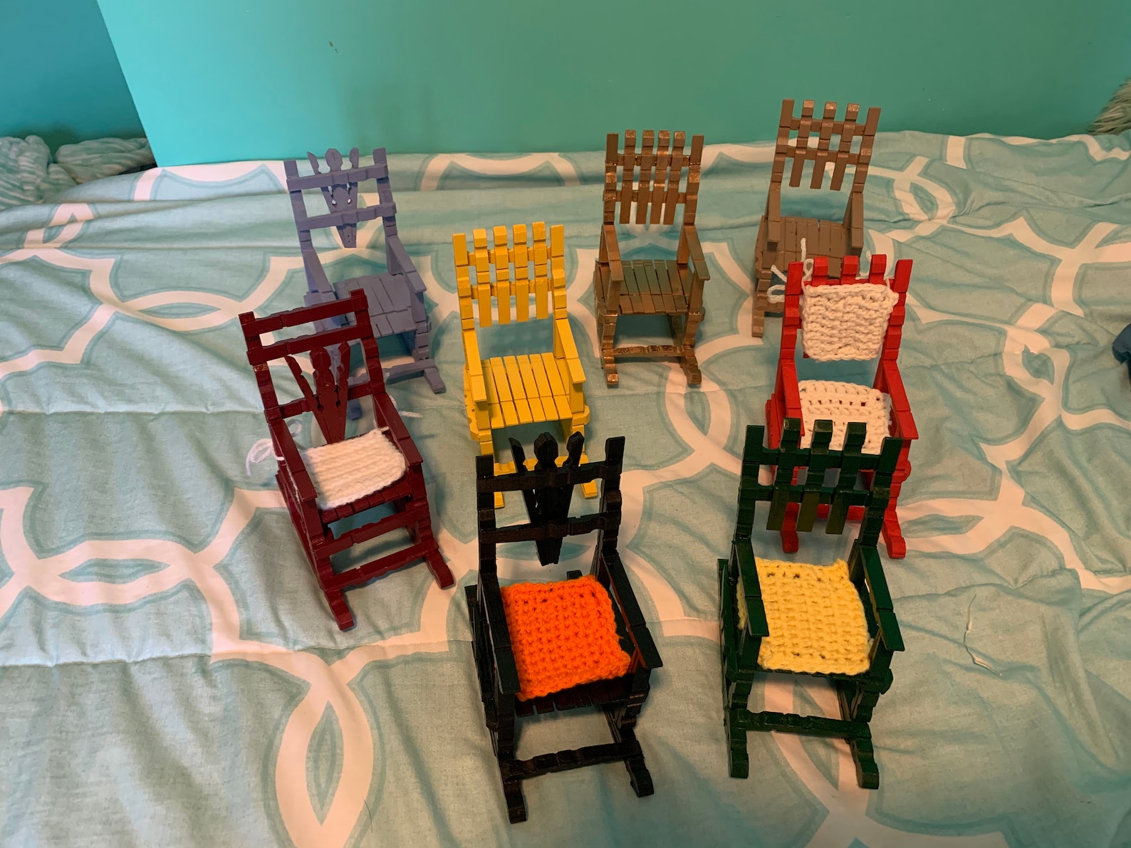Handmade Clothespin Rocking Chairs Assorted Colors Etsy