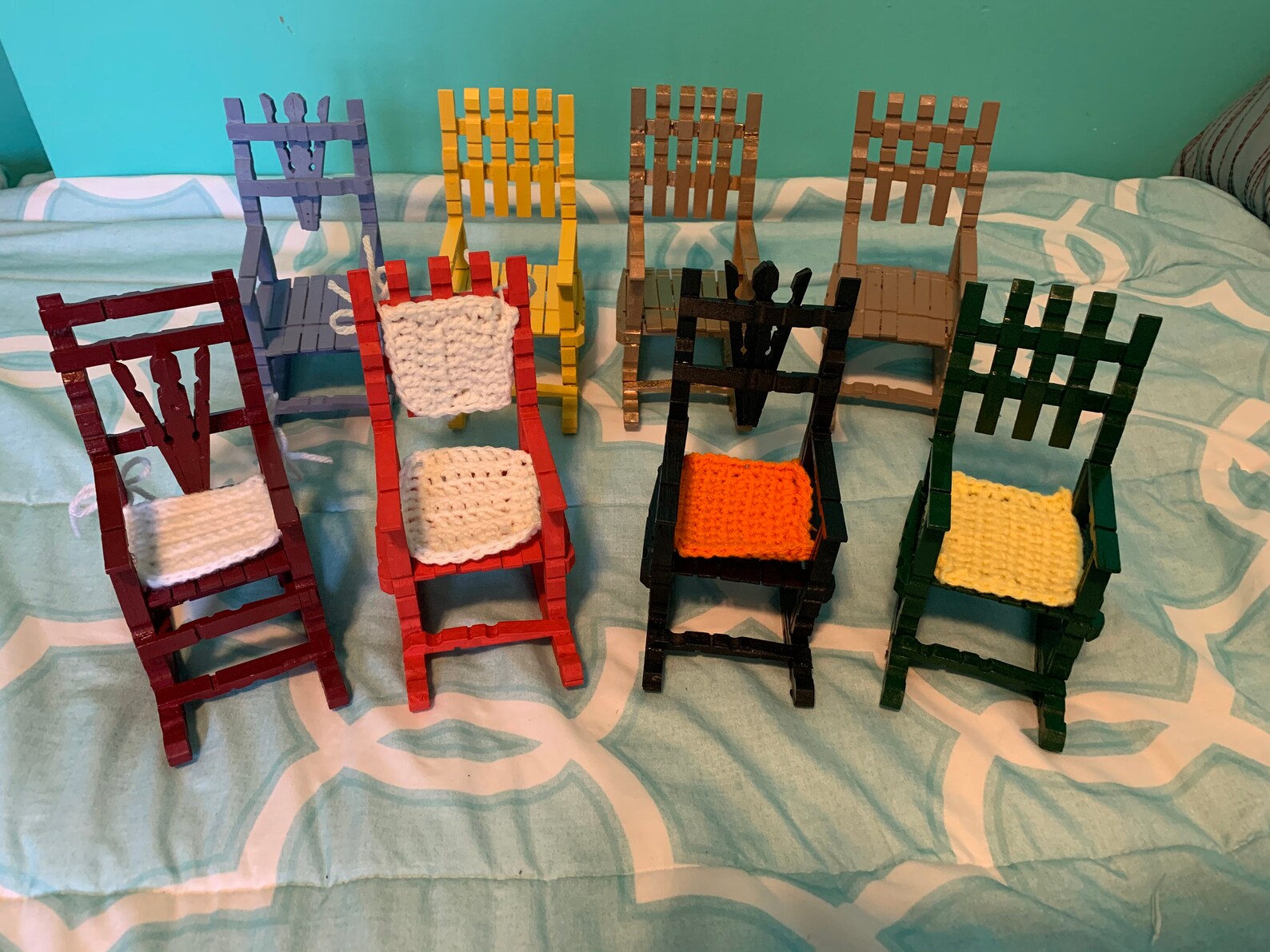 Handmade Clothespin Rocking Chairs Assorted Colors Etsy