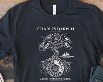 Darwin Woodcut Tee Evolution Tree of Life Quote