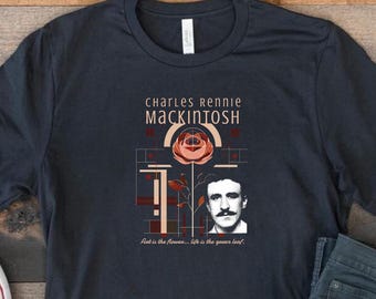 Camisa de Charles Rennie Mackintosh / Rosa de arquitectura Art Nouveau / Regalo de diseñador de Glasgow / Camiseta de arquitecto