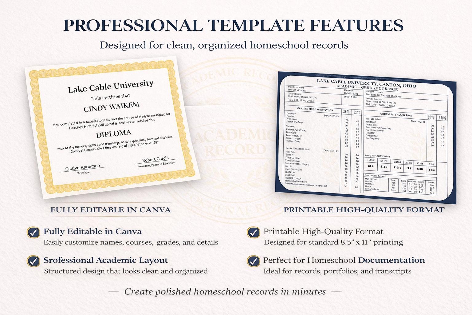 Editable Homeschool Diploma & Transcript Template | High School ...