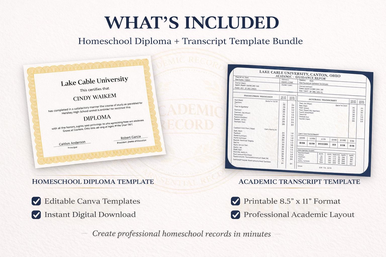 Editable Homeschool Diploma & Transcript Template | High School ...