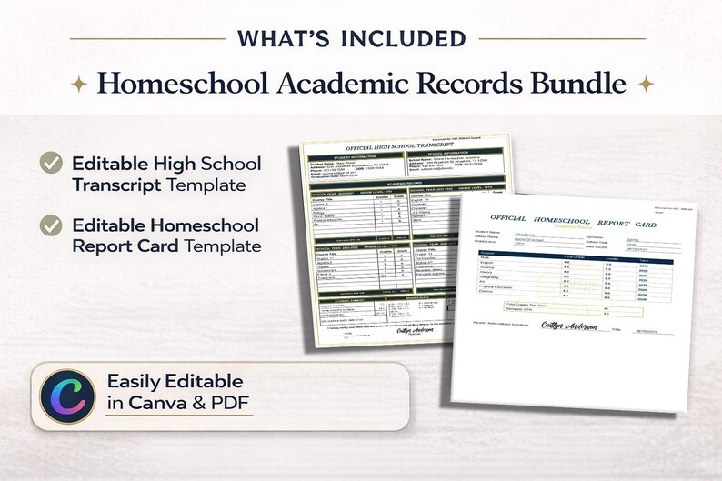 Editable Homeschool High School Transcript Template + Report Card ...