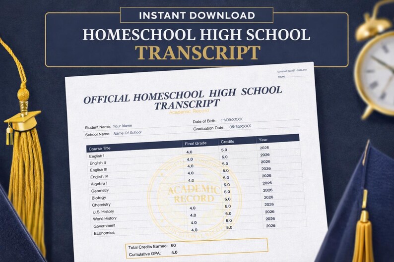 Editable Homeschool High School Transcript Diploma Course Description ...