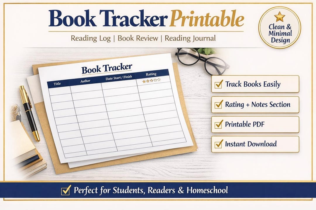 Book Tracker Printable PDF | Reading Journal | Book Log | Reading ...