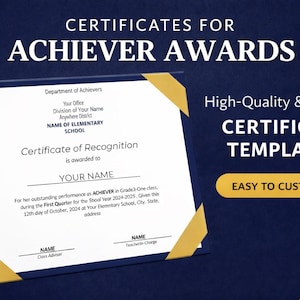 Editable Certificate of Recognition Template | Student Award Certificate | School Achievement Certificate | Canva Certificate |