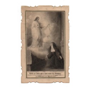 Vintage 1900er Kommunionkarte in Celluloid mit der Jungfrau Maria