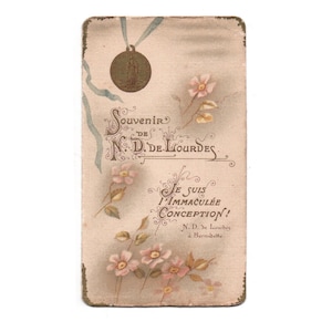 Carte en chromolithographie de Notre Dame de Lourdes des années 1900, Marque Page