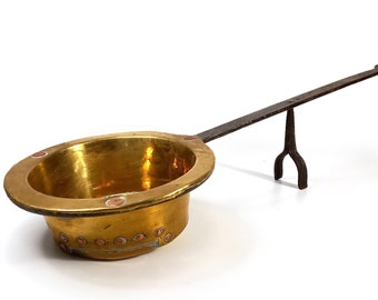 Antique hammered brass and copper cooking pot