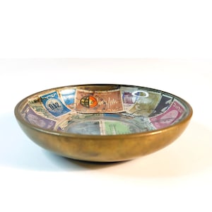Vintage brass and glass trinket bowl, Vintage ring dish