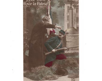 Vintage French WW1 Colorized Postcard, Collectible 14-18 Military Patriotic Postcard