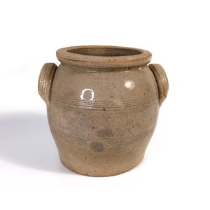Glazed ceramic gray jar, Normandy pottery pot