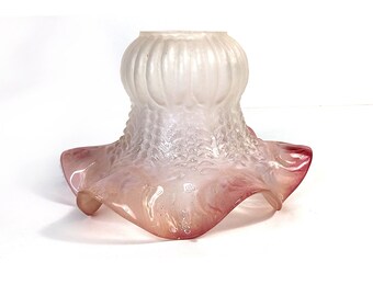 Vintage Purple Frosted Glass Lampshade, Frosted Scalloped Light, Retro Decor