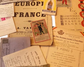 ヴィンテージ アンティーク 1900 年代の古いフランスの手書きの手紙と