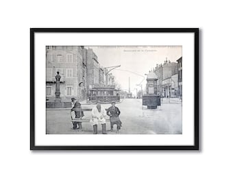 Picturesque Vintage Poster of a District of Clermont Ferrand in France from 1900, Wall Decor, Black and White Poster