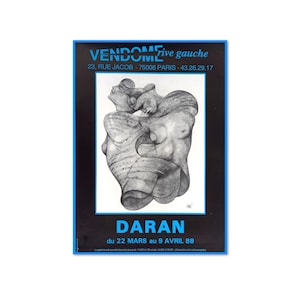 Manifesto originale della mostra di pittura di Gérard Daran del 1988 alla Galleria Vendôme di Parigi