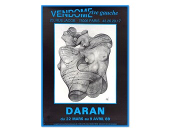 Original poster of Gérard Daran's 1988 painting exhibition at the Vendôme Gallery in Paris