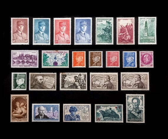 1942年から1945年までのフランス共和国のヴィンテージ切手24枚 - Etsy 日本
