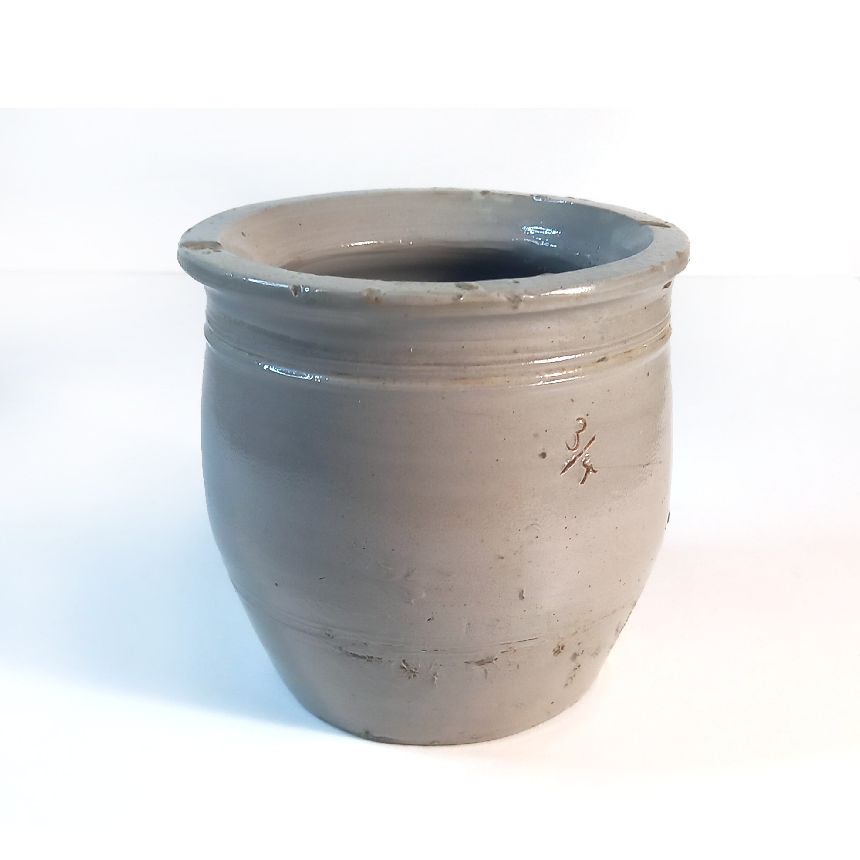 Petite Jarre Normande en Céramique Vernissée Grise