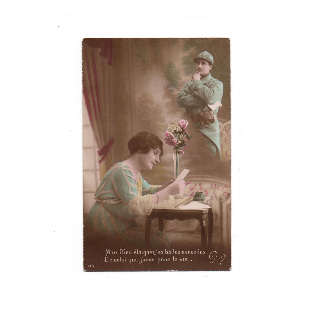 Vintage French WW1 Colorized Postcard, Collectible 14-18 Military ...