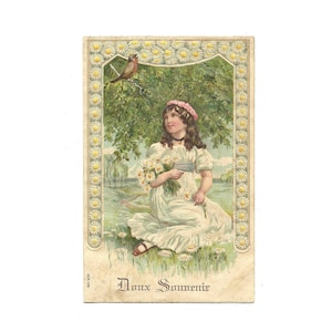Carte postale illustrée ancienne années 1900, Carte Amitié, Scrapbooking