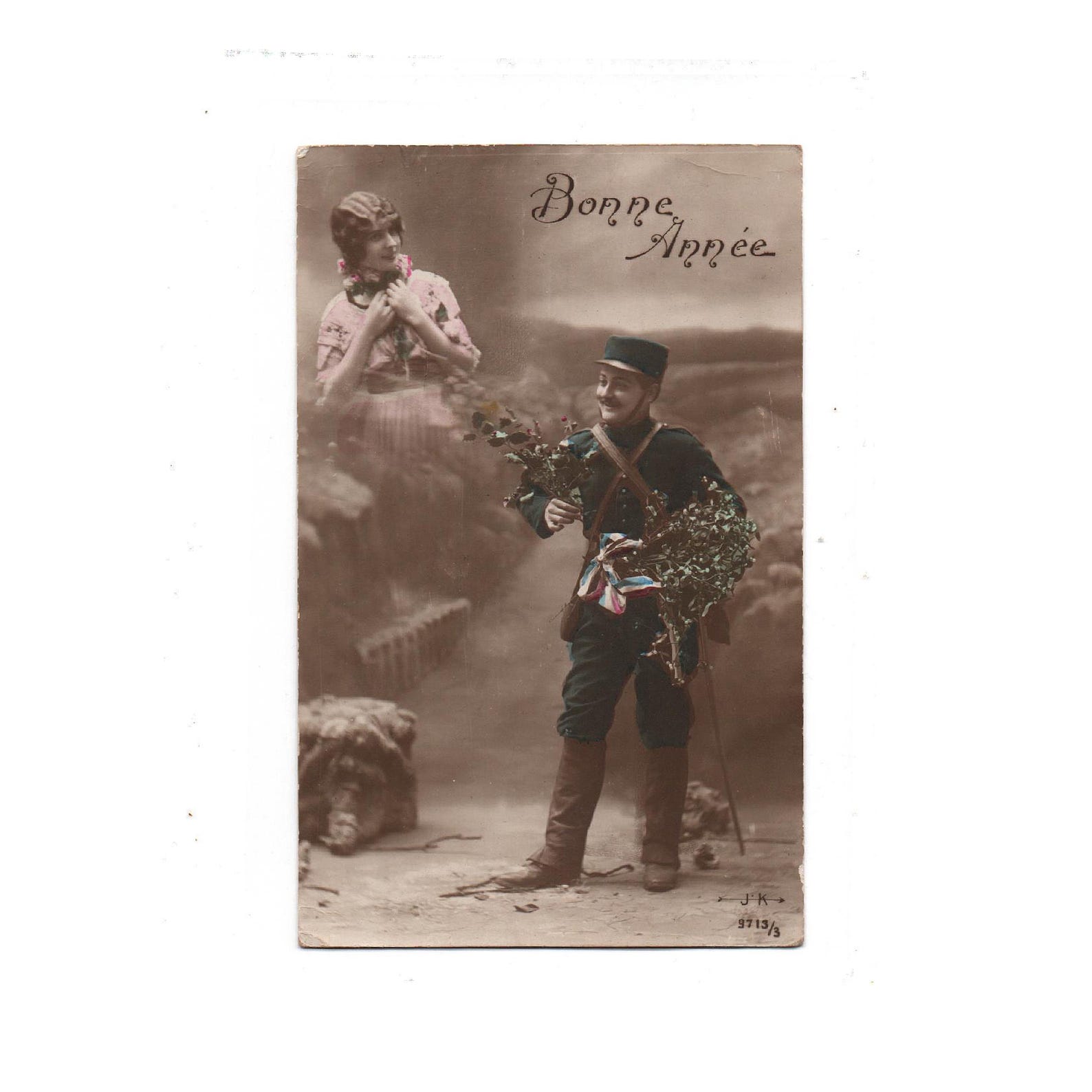 Vintage French WW1 Colorized Postcard, Collectible 14-18 Military ...