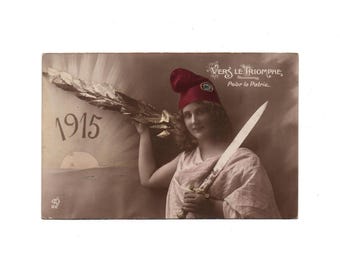 Vintage French WW1 Colorized Postcard, Collectible 14-18 Military Patriotic Postcard
